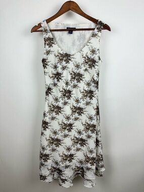 Ann Taylor Floral Fit & Flare Dress Neutral Classic Feminine Cottagecore